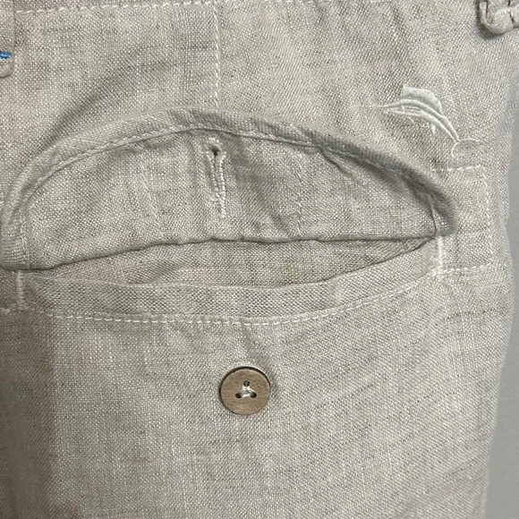 Tommy Bahama Mens Linen Pants 33X34 Beige Straight Leg Flat Front Coastal Luxury - Picture 4 of 14